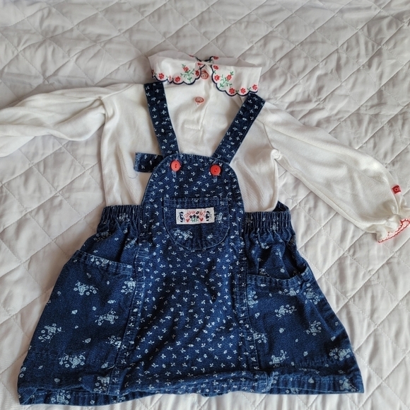 Oshkosh vintage kids 2 piece overall skirt toddler kids 2T made in the U.S.A
